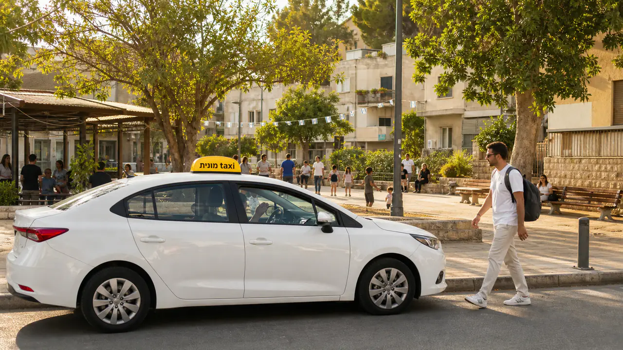 נהג מונית פוגש נוסעת בנקודת איסוף עירונית