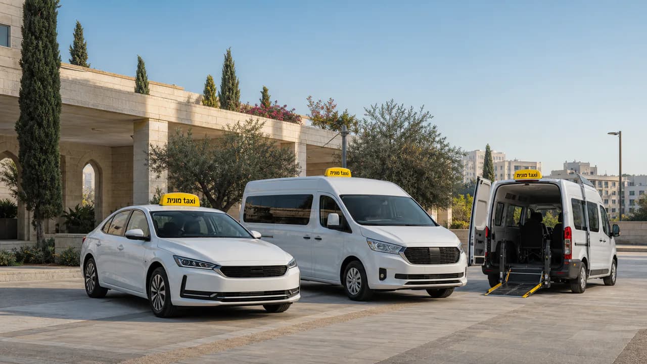 צי TaxiBee הכולל מונית סדאן, מונית גדולה ורכב נגיש